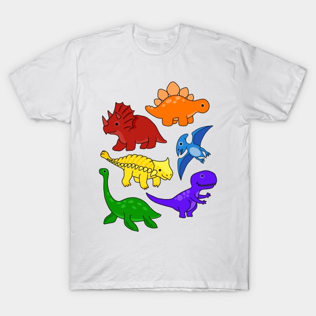 Rainbow Dinosaurs T-Shirt by Slightly Unhinged